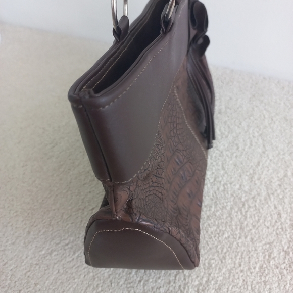 Brown Textured Leather Women's Bag - Picture 7 of 11